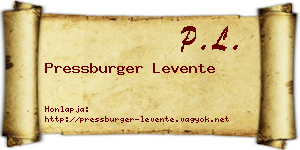 Pressburger Levente névjegykártya